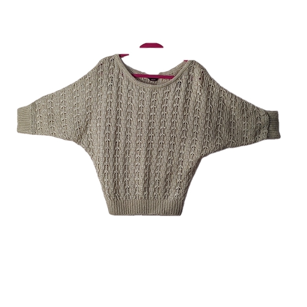 Bebe Beige 3/4 Sleeve Knit Sweater Size L